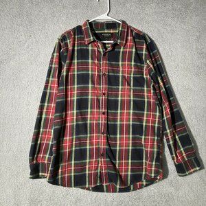 PAC SUN Flannel Button Down Shirt Large Mens Multi Plaid Long Sleeve 100% Cotton